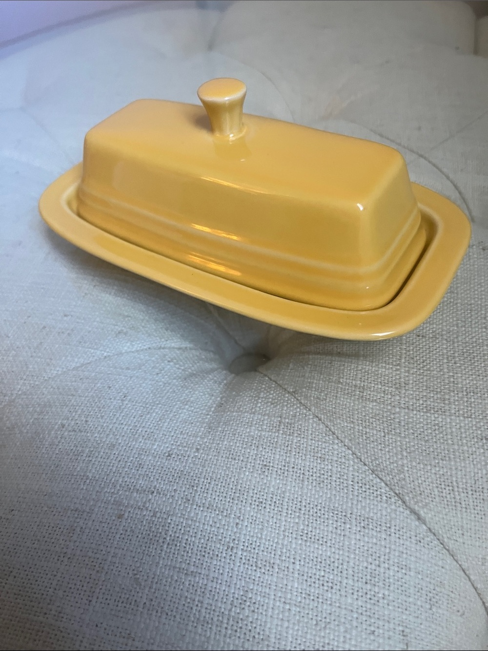 Fiesta Fiestaware Sunflower Yellow Ceramic Butter Dish with Lid Made in the USA - Picture 3 of 10